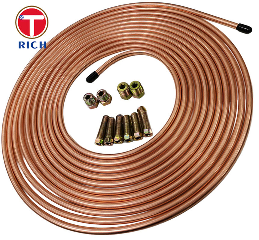 SAE J527 Tubo di rame placcato con diametro esterno di 4,76-12,7 mm per applicazioni di linea di freno